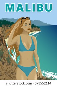 Young woman at Point Dume beach, Malibu, California