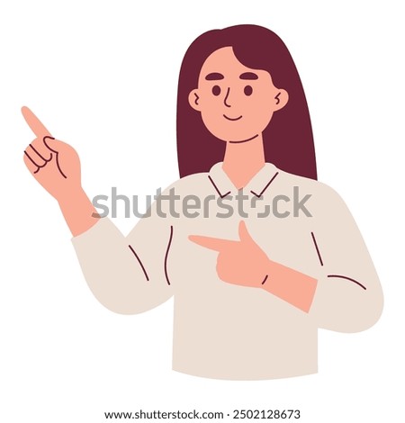Young Woman Pointing and Explaining Something
