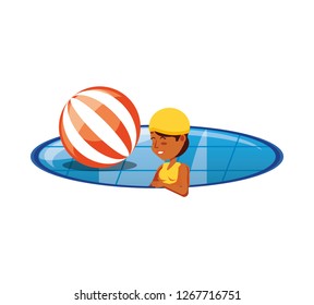 young woman in pool luxury scene