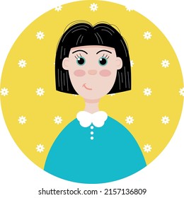 Young woman portrait. Flat vector illustration.