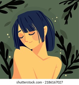 young woman portrait, vector image