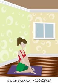 young woman in pose practicing yoga