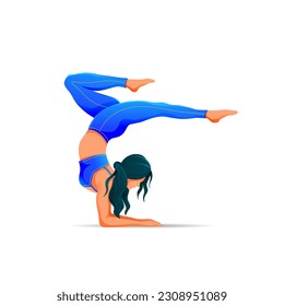 Young woman practices yoga. Physical and spiritual practice
