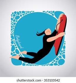Young woman practicing body board