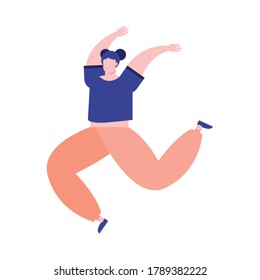 young woman practicing exercise avatar character vector illustration design