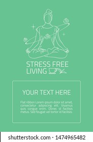 Young Woman Practicing Meditation In Half Lotus Position. Stress Free Living Poster.