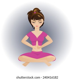 Young woman practicing yoga asanas. Padmasana. Lotus pose.