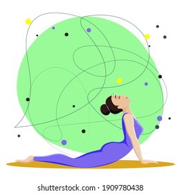 Young woman practicing yoga. Cobra pose - Bhujangasana. Isolated vector flat illustration.