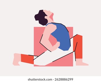 Young woman practicing yoga, exercising, wearing sportswear Vector illustration isolated background