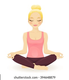 Young Woman Practicing Yoga In Lotus Pose