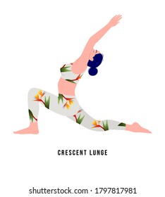 Young woman practicing Yoga pose. Woman workout fitness, aerobic and exercises. Vector Illustration.