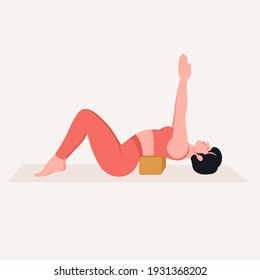 Young woman practicing Yoga pose. Woman workout fitness, aerobic and exercises. Vector Illustration.