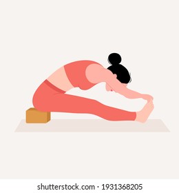 Young woman practicing Yoga pose. Woman workout fitness, aerobic and exercises. Vector Illustration.