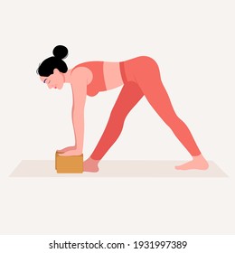 Young woman practicing Yoga pose. Woman workout fitness, aerobic and exercises. Vector Illustration.