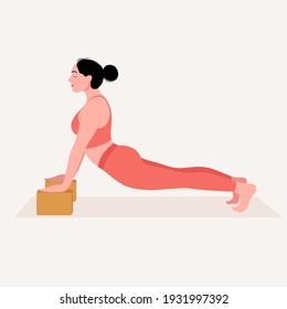 Young woman practicing Yoga pose. Woman workout fitness, aerobic and exercises. Vector Illustration.