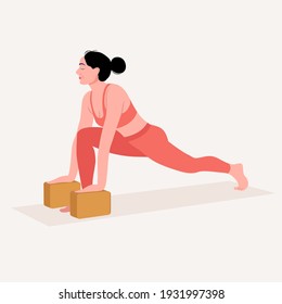 Young woman practicing Yoga pose. Woman workout fitness, aerobic and exercises. Vector Illustration.