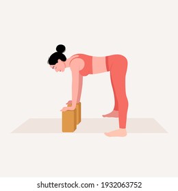 Young woman practicing Yoga pose. Woman workout fitness, aerobic and exercises. Vector Illustration.