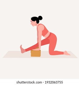 Young woman practicing Yoga pose. Woman workout fitness, aerobic and exercises. Vector Illustration.