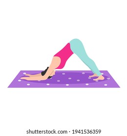 Young woman practising yoga exercise on white background. dolphin pose. vector sport illustration design with flat style. 
