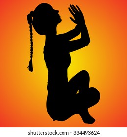 Young woman in the prayer position