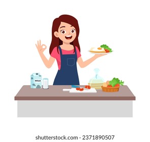 young woman preparing food for breakfast