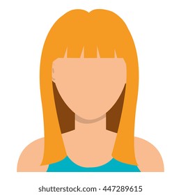 Young woman profile with blonde hair over white background, vector illustration.