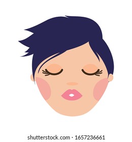 young woman with purple hair avatar character vector illustration design