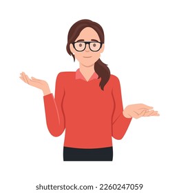 Young woman question dilemma problem concept. Flat vector illustration isolated on white background