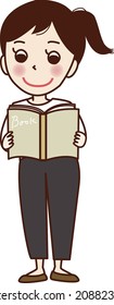 A young woman reading a book.