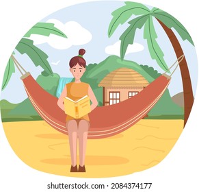 Young woman reading book, studying at home, book lovers hobby. Student resting with book, female character is fond of literature, enjoys reading, gets education