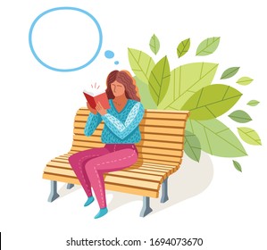 Young woman reading a book vector trendy flat illustration isolated on white, knowledge learning education, self-education, fiction literature.