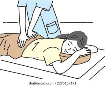 Young woman receiving a manipulative treatment on a massage bed
 svg
