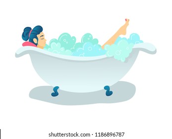 Little Girl Bathing Bathtub Vector Illustration Stock Vector (Royalty ...