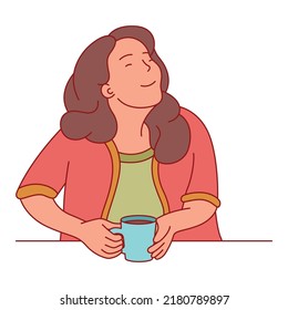 Young woman relaxing drinking a cup of coffee