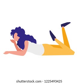 young woman relaxing in the floor