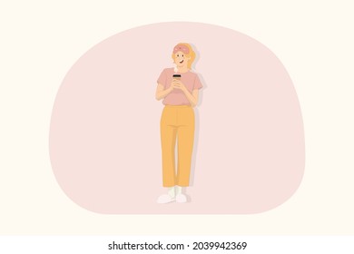 Young woman relaxing at home hold paper cup of coffee in the morning concept