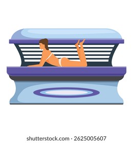 Young woman relaxing in a tanning bed, enjoying artificial sunlight for a perfect tan