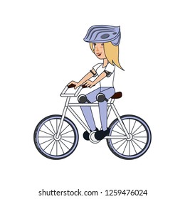 young woman riding bicycle