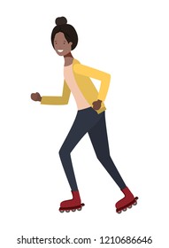 young woman with roller skates avatar character