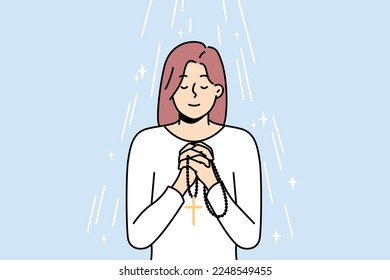 Young woman and rosary