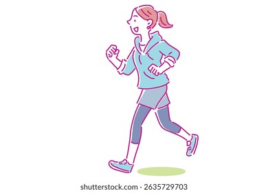 A young woman running comfortably on a diet