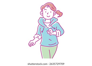 A young woman running comfortably on a diet