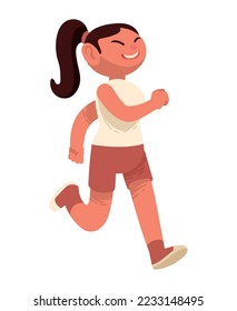 young woman running happy character