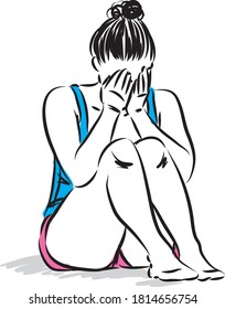 young woman sad crying vector illustration