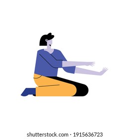 young woman seated in floor character vector illustration design