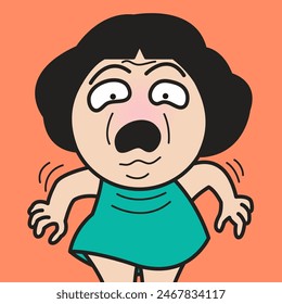 Young Woman In Shock With A Scared Face Expression Concept Card Character illustration
