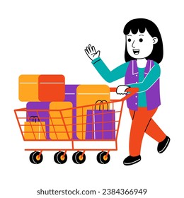 young woman shopper vector illustration