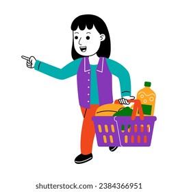 young woman shopper vector illustration