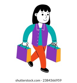 young woman shopper vector illustration