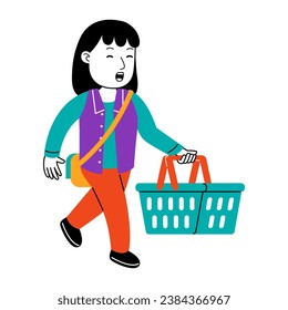 young woman shopper vector illustration